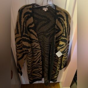 Tiger Print Open Cardigan